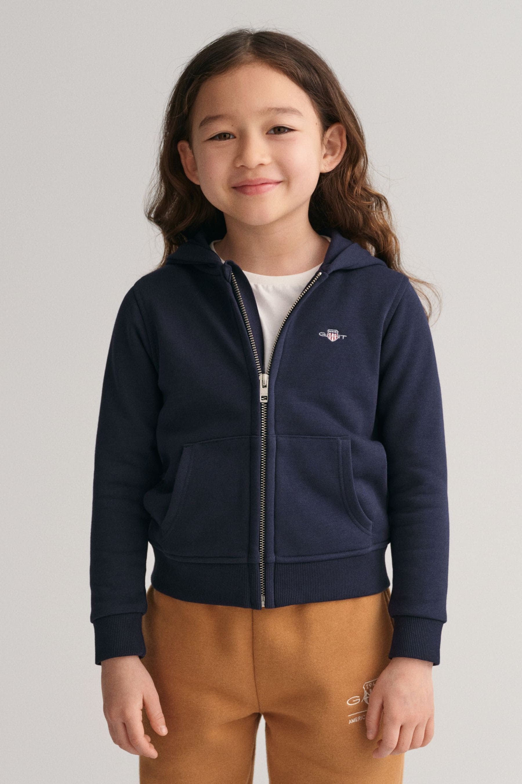 Gant logo full sale zip hoodie