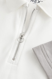 White/Grey Colourblock Short Sleeve Polo Shirt (3-16yrs) - Image 4 of 4
