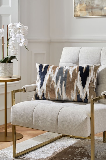 Buy Navy Blue Zig Zag Cut Velvet Oblong Cushion from the Next UK online shop