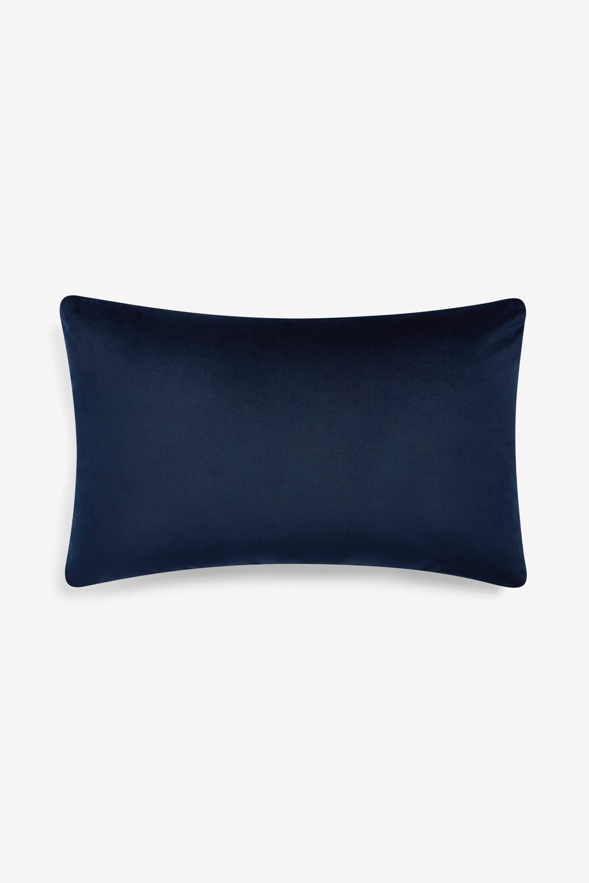 Navy Blue Zig Zag Cut Velvet 40 x 59cm Oblong Cushion - Image 5 of 5