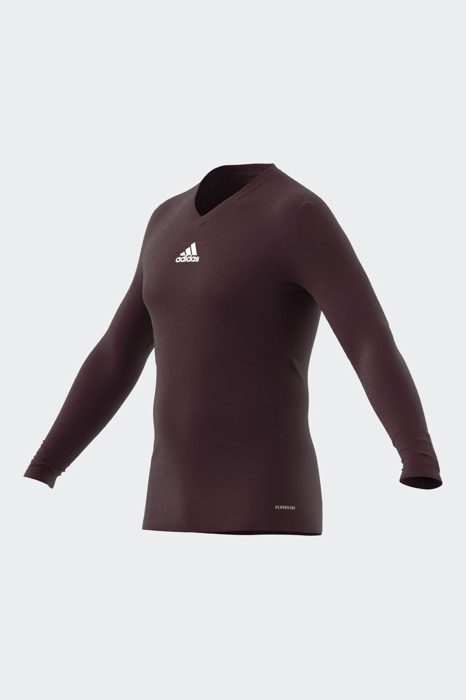 adidas Burgundy Teamwear Base Layer Long Sleeve Top - Image 3 of 4