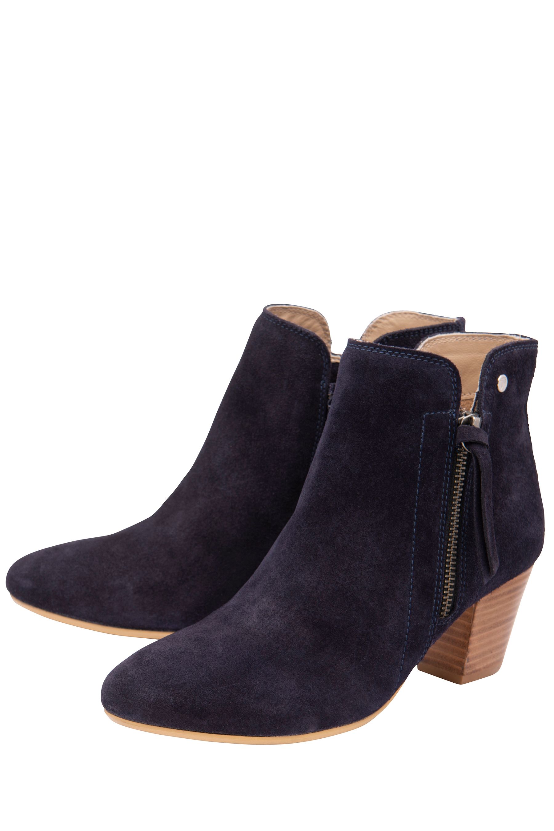 Buy Ravel Blue Suede Leather Block Heel Ankle Boots from the Next