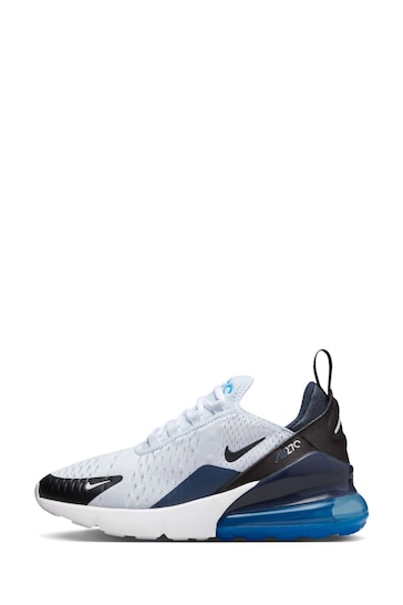 Nike White/Blue/Black Youth Air Max 270 Trainers