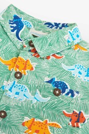 JoJo Maman Bébé Green Boys' Dinosaur Print Shirt - Image 5 of 5