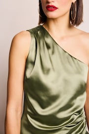 Green Satin One Shoulder Top - Image 4 of 6