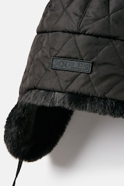 Joules Eira Black Faux Fur Lined Quilted Trapper Hat - Image 4 of 6