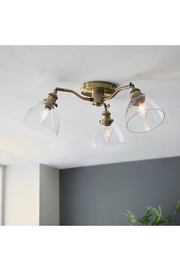 Gallery Home Antique Brass Pierre 3 Bulb Ceiling Light