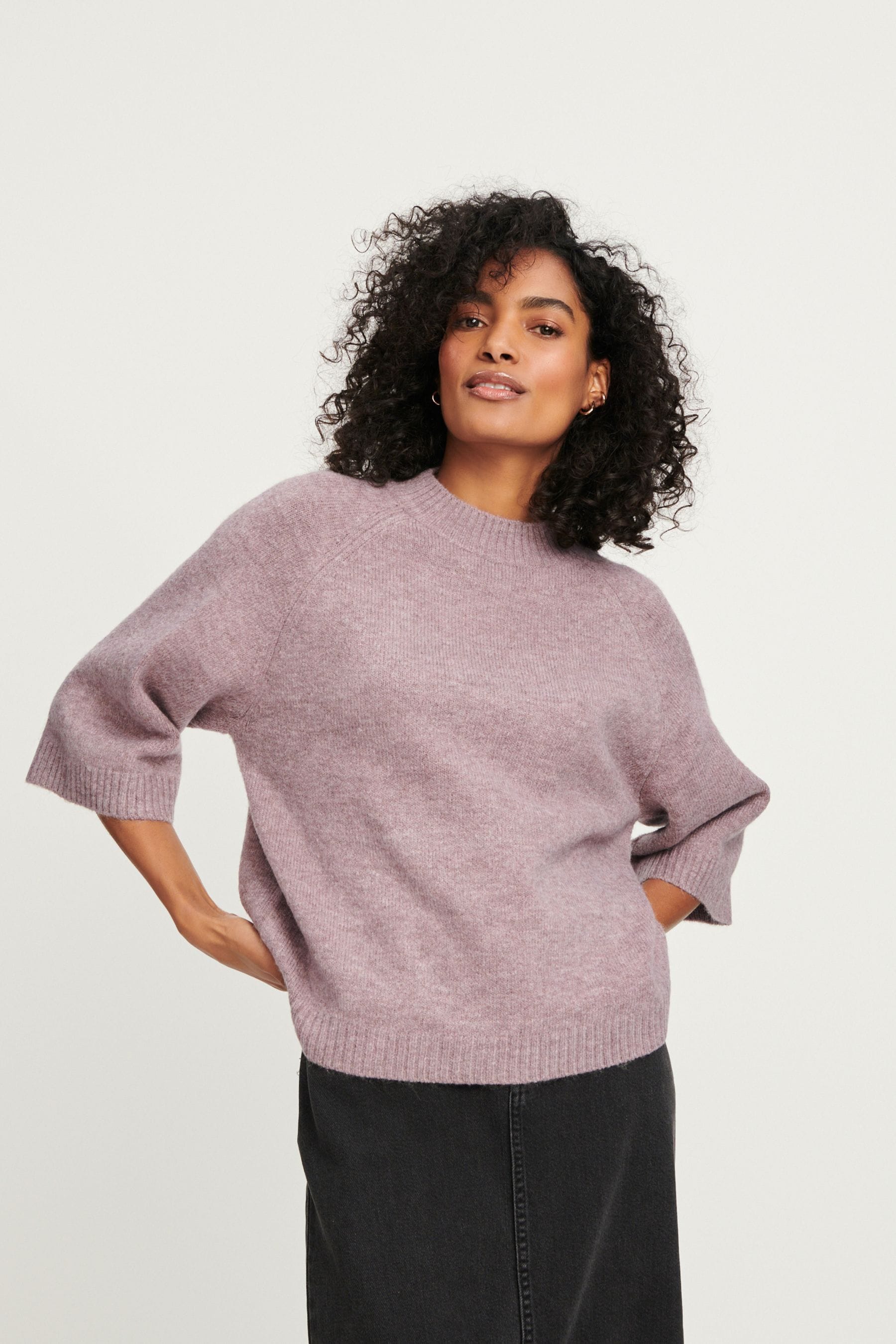 Buy Lilac Purple Short Sleeve Crew Neck Jumper from the Next UK