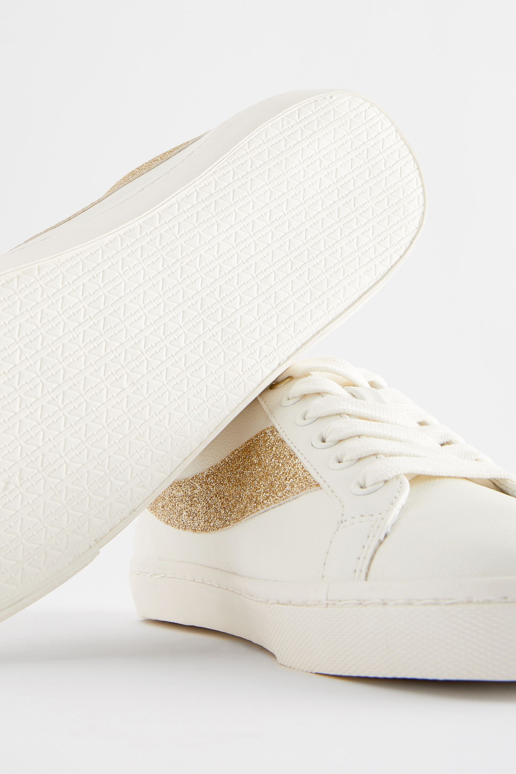Buy White Forever Comfort Glitter Detail Lace Up Trainers from Next Luxembourg