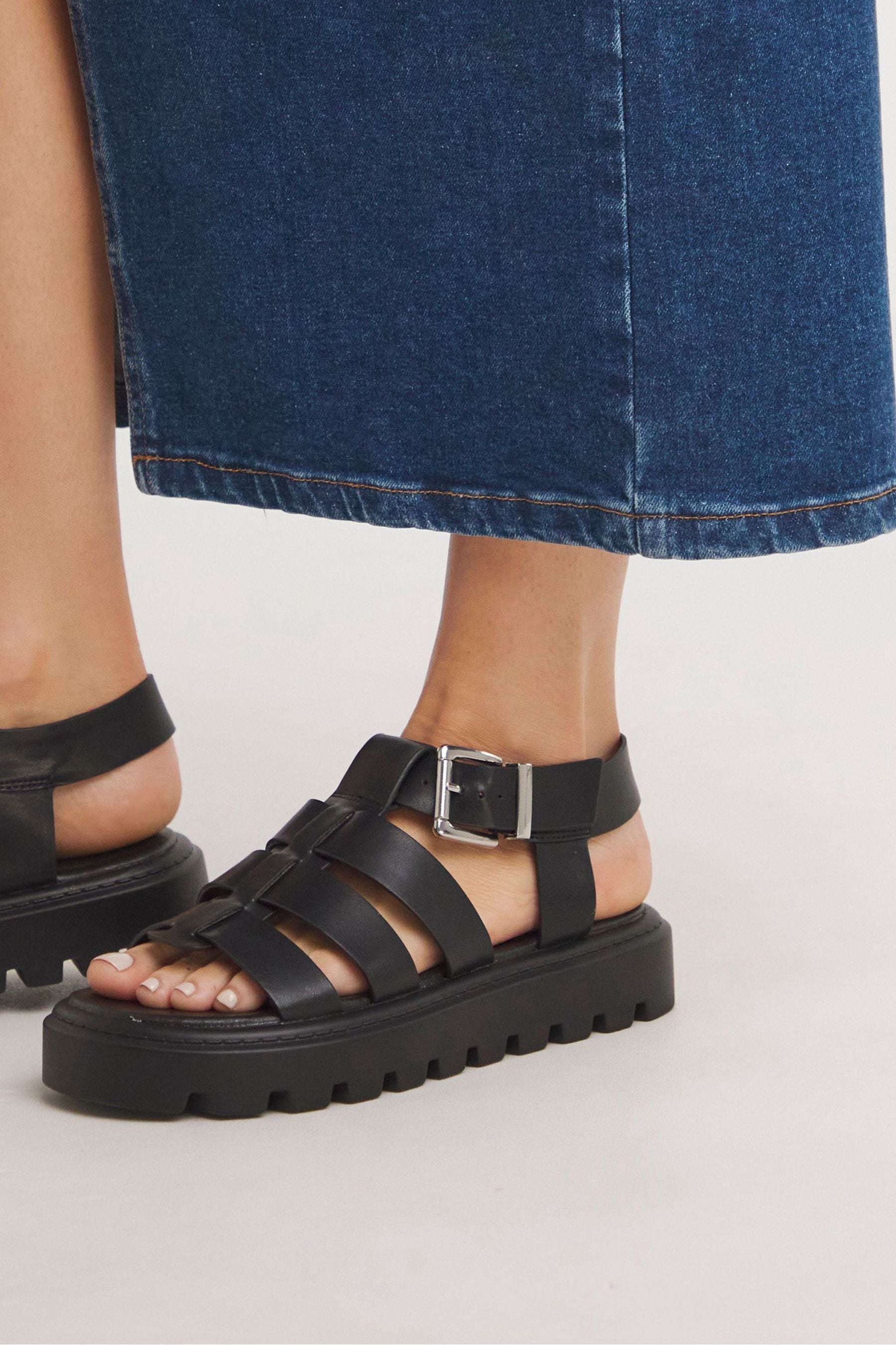 Buy Simply Be Black Standard Wide Fit Fisherman Upper on Chunky Outsole Sandals from the Next UK online shop