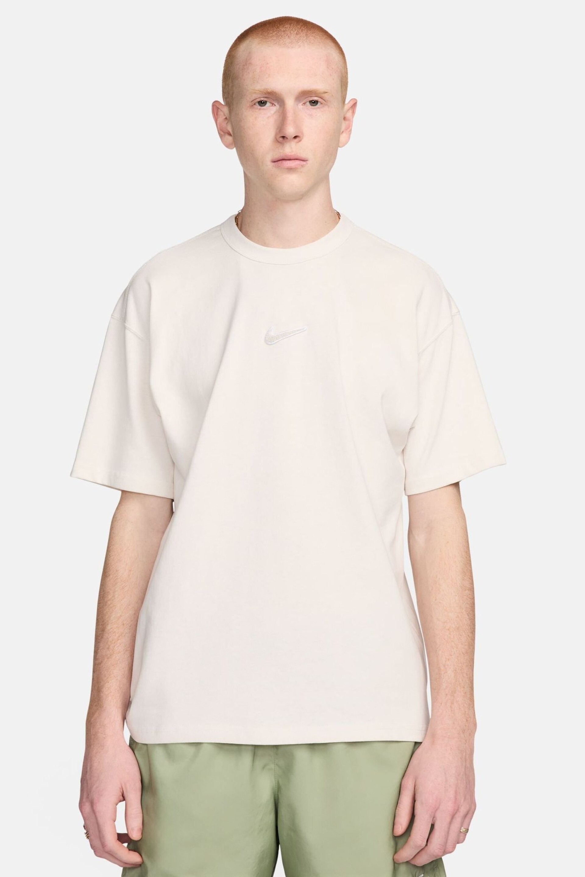 Nike Cream Sportswear Premium Oversized Essentials T-Shirt - Image 1 of 5