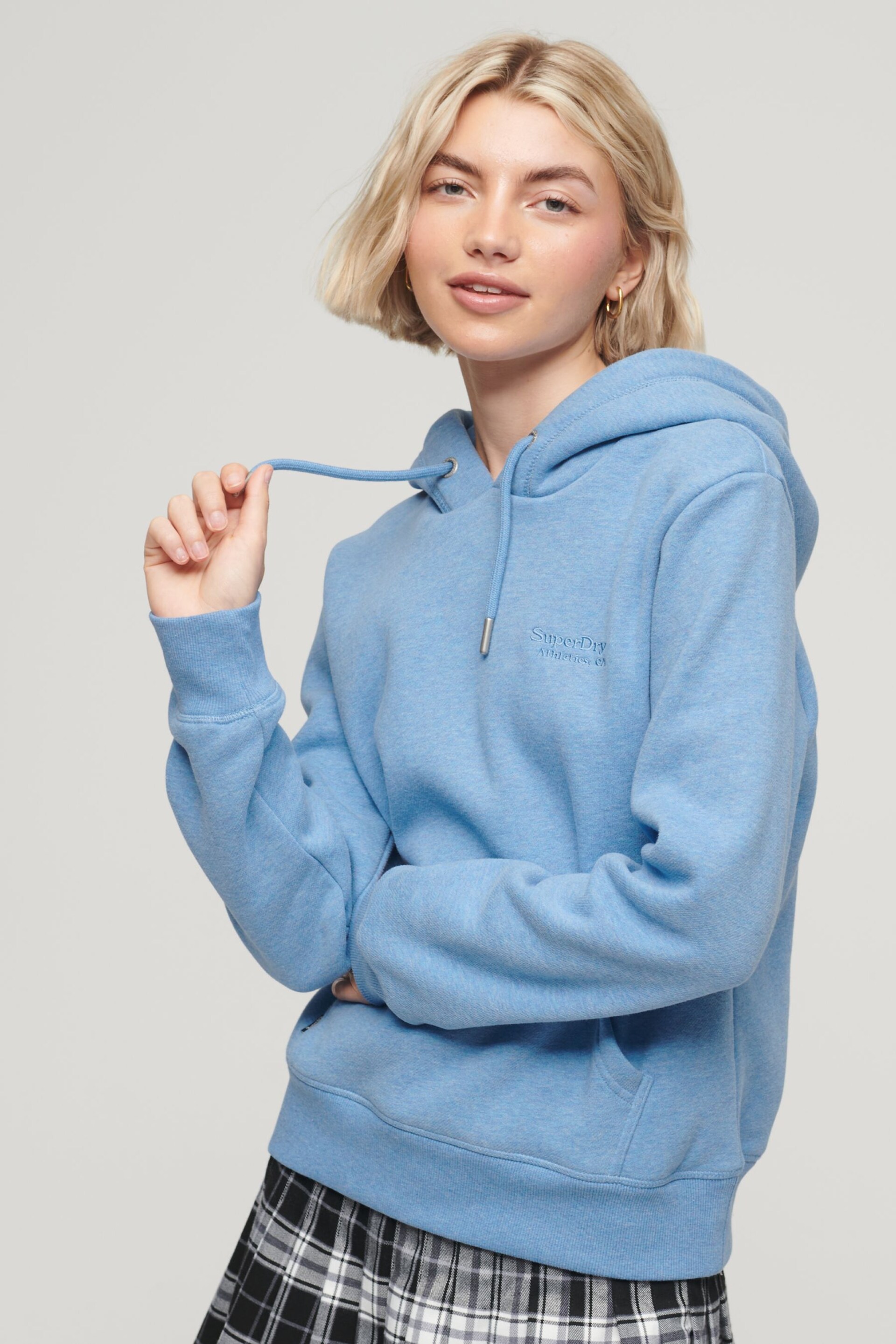 Superdry Light Blue Essential Logo Hoodie - Image 1 of 7