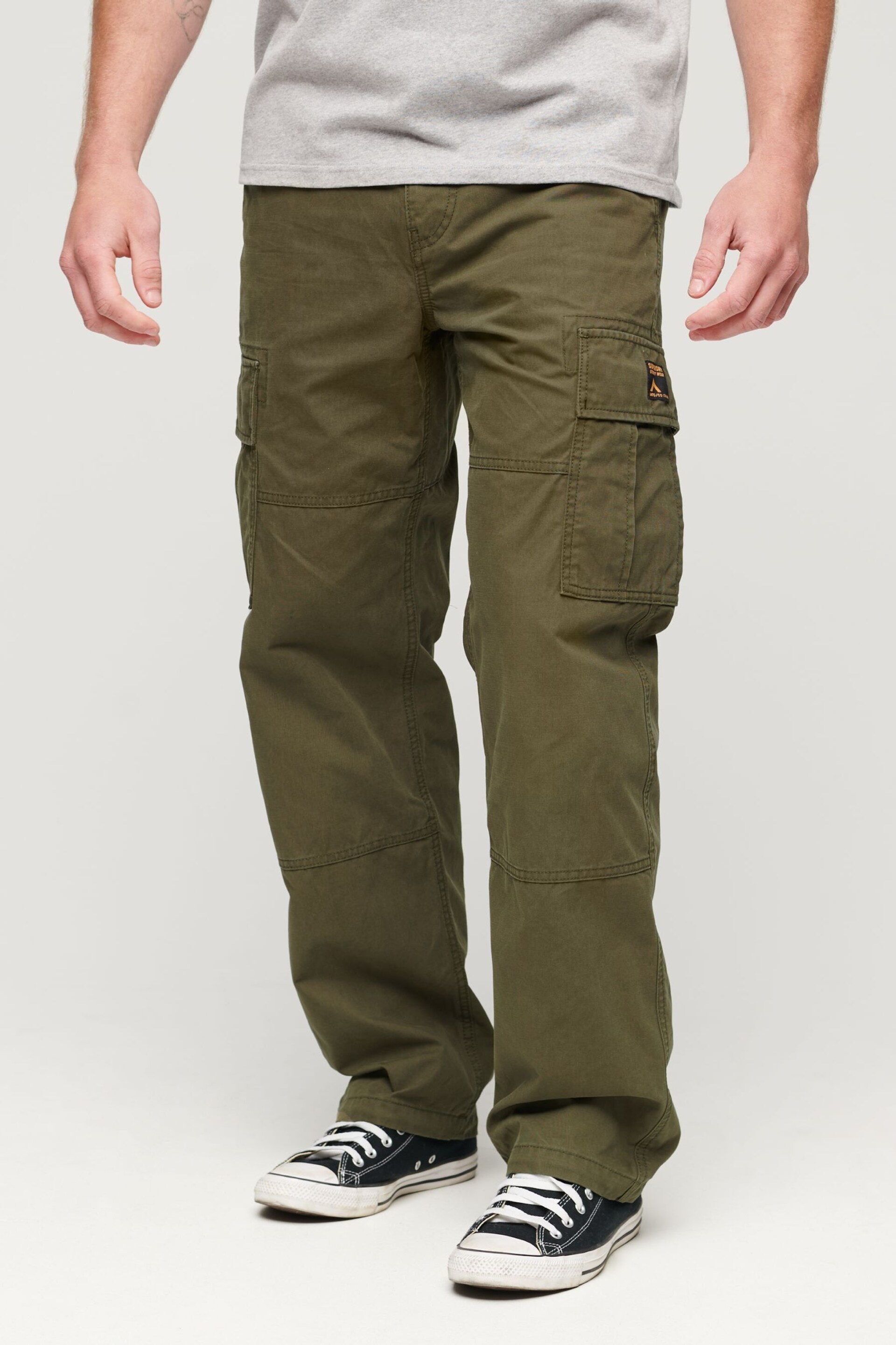 Superdry Green Baggy Cargo Trousers - Image 1 of 7