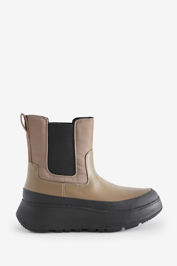 FitFlop Natural F-Mode Water-Resistant Flatform Chelsea Boots