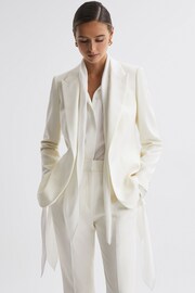 Reiss Off White Mila Tailored Fit Single Breasted Wool Suit Blazer - Image 1 of 6