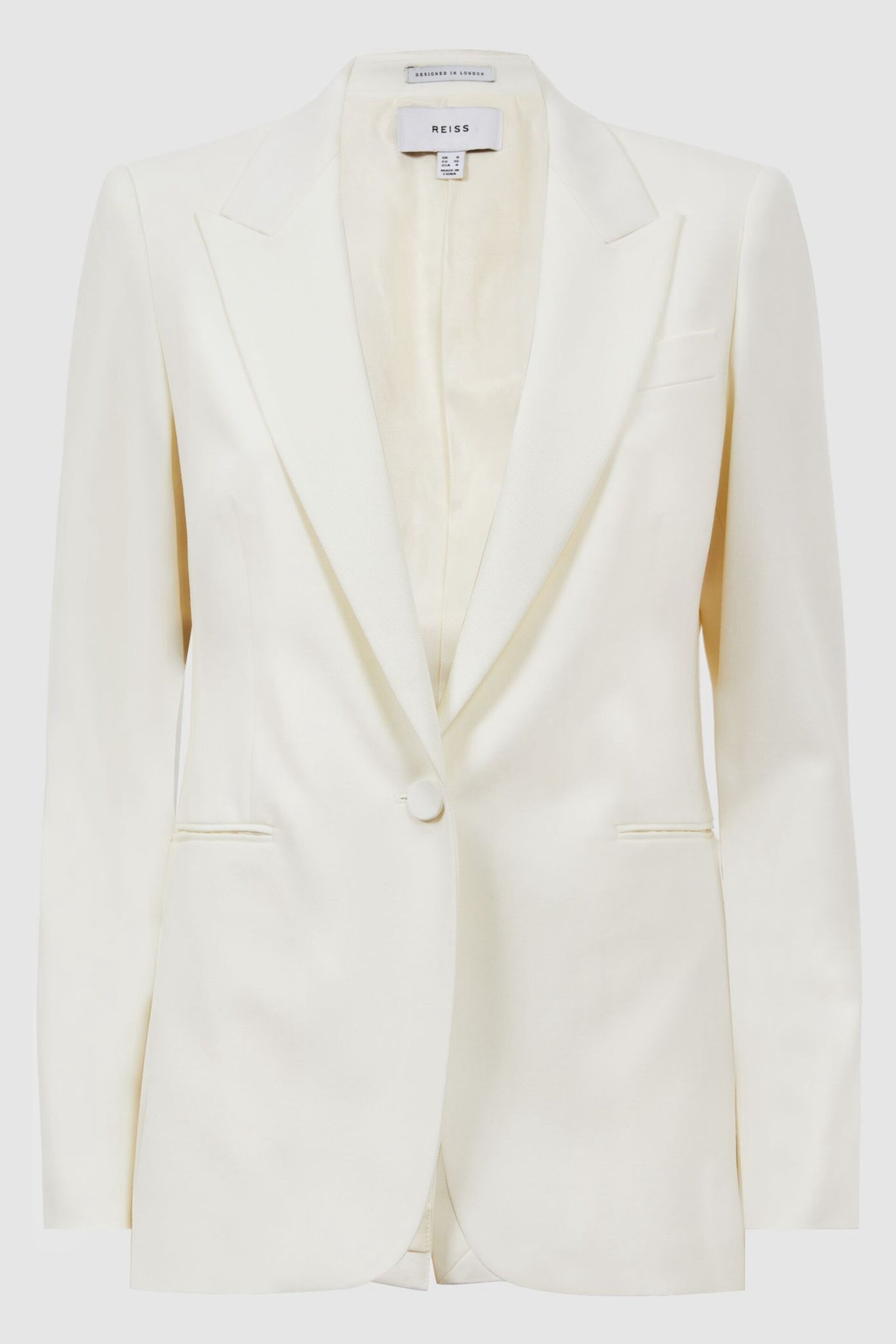 Reiss Off White Mila Tailored Fit Single Breasted Wool Suit Blazer - Image 2 of 6