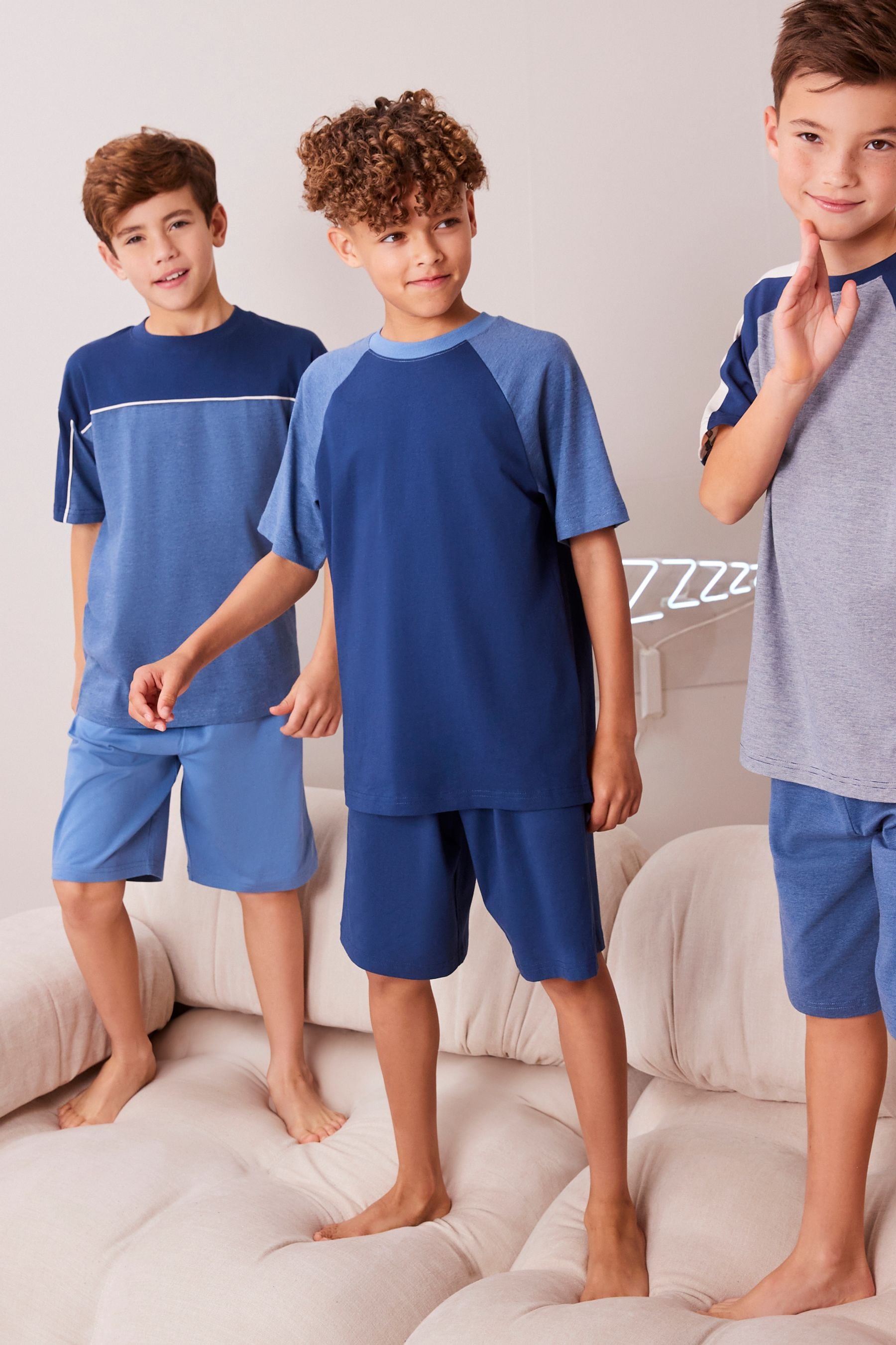 Buy Blue 100 Cotton Short Pyjamas 3 Pack 1.5 16yrs from Next Oman
