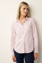 GANT Pink Fitted Stretch Oxford Shirt - Image 5 of 6