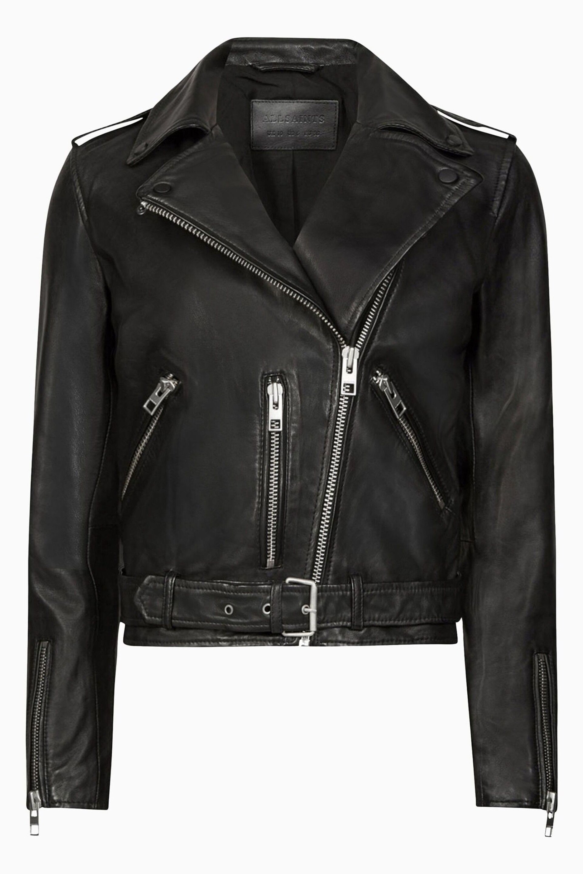 AllSaints Black Balfern Biker Jacket - Image 8 of 8