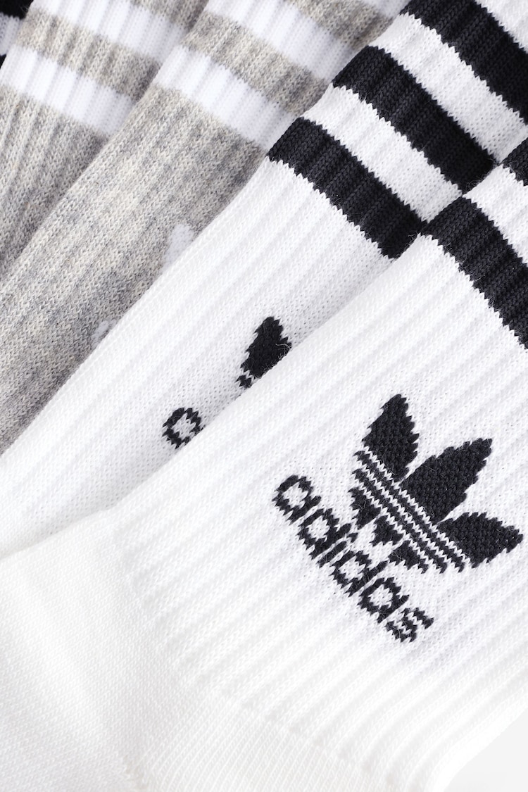 adidas Originals Black/Grey/White Mid Cut Crew Socks 3 Pack - Image 4 of 4
