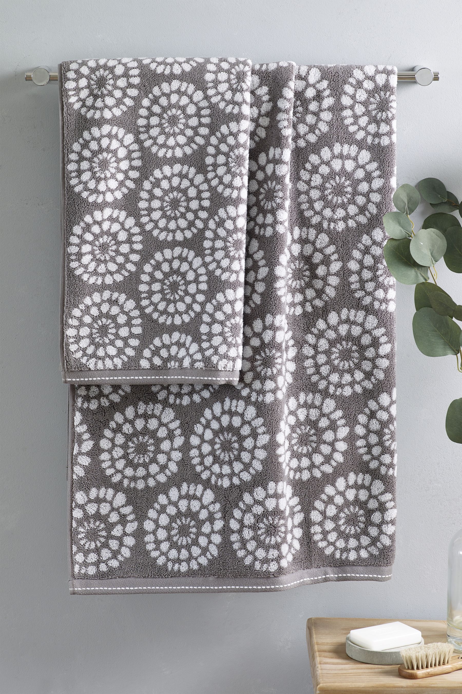 Buy Grey Geo Charcoal Egyptian 100 Cotton Towel from the Next UK online shop