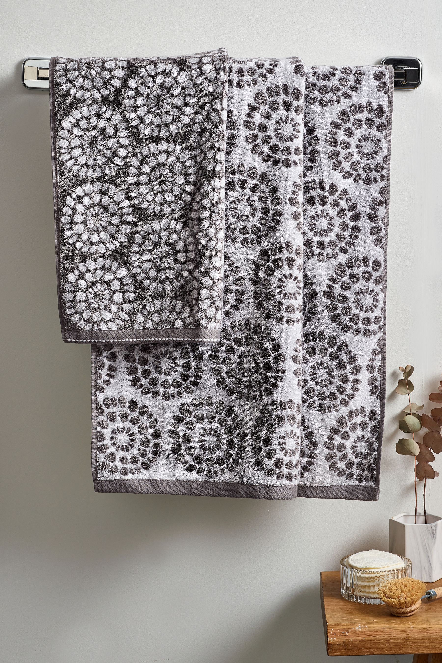 Buy Grey Geo Charcoal Egyptian 100 Cotton Towel from Next Ireland