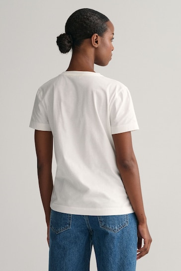 GANT White Shield Logo V-Neck T-Shirt