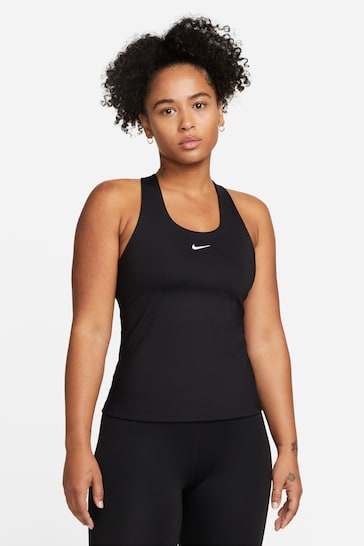 Nike Black Medium Swoosh Support Padded Vest With Built In Sports Bra