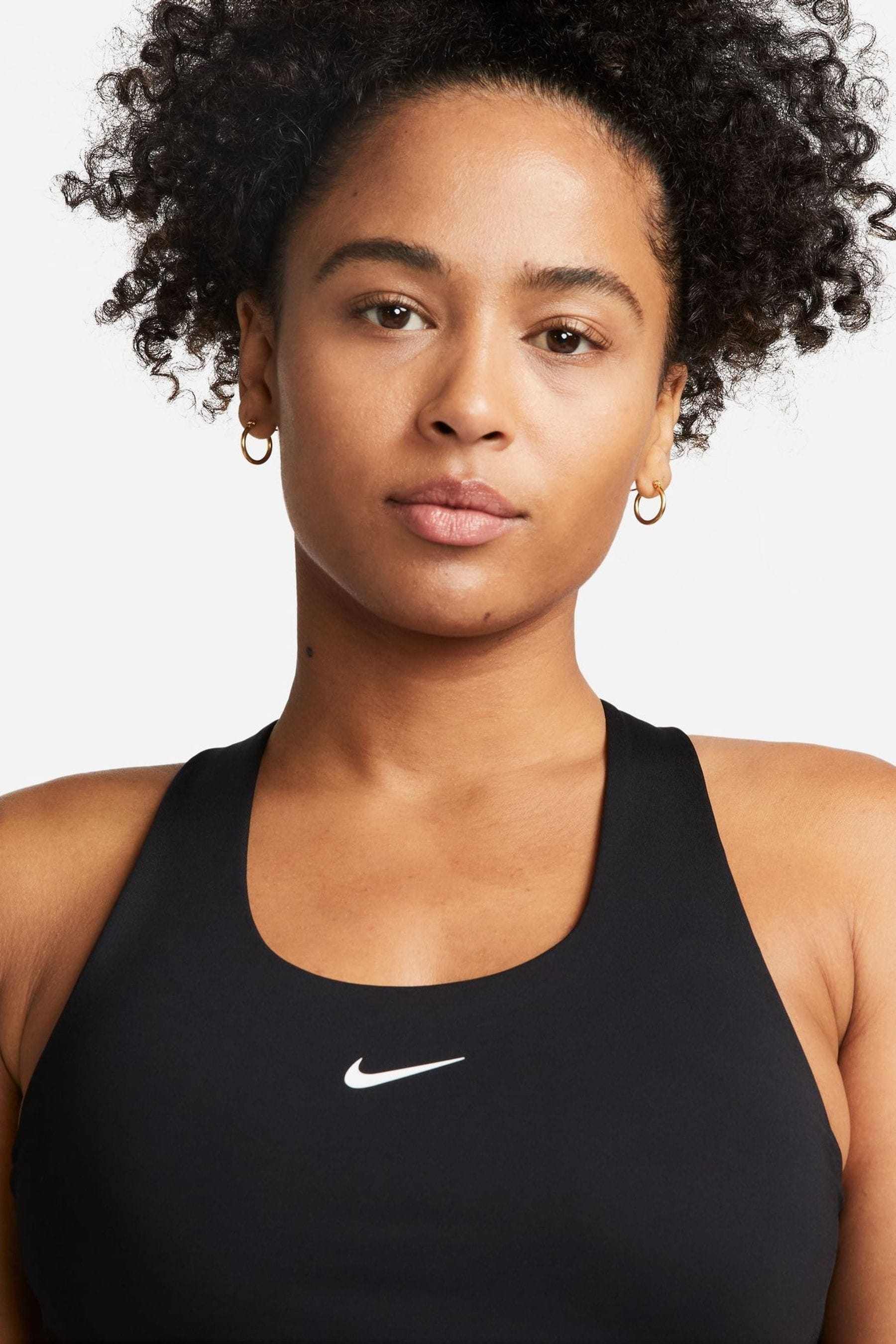 Buy Nike Black Medium Swoosh Support Padded Vest With Built In Sports Bra from Next Malta