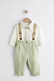 Sage Green Baby Shirt, Trousers and Braces 3 Piece Set (0mths-2yrs) - Image 4 of 13
