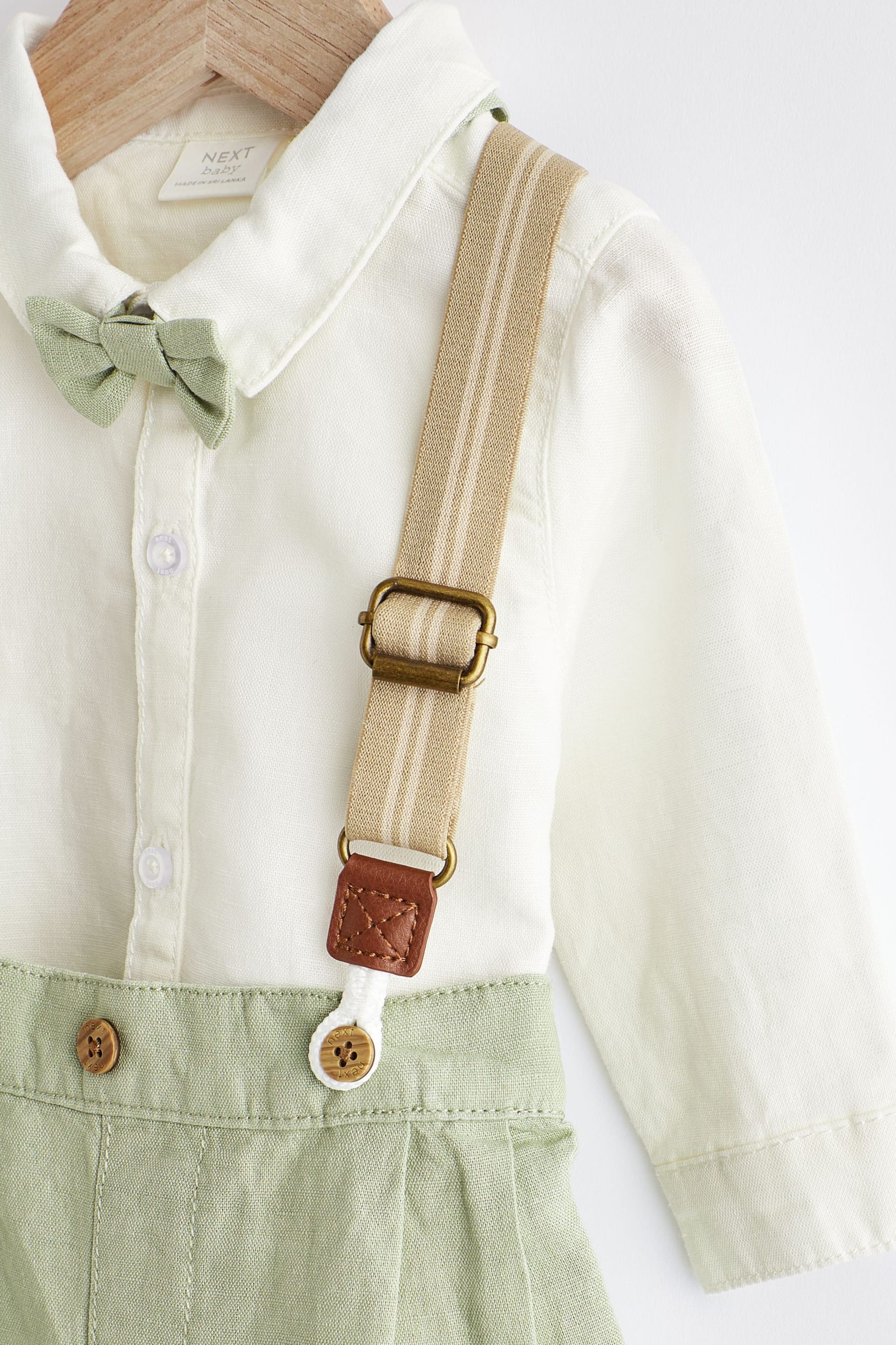 Sage Green Baby Shirt, Trousers and Braces 3 Piece Set (0mths-2yrs) - Image 7 of 13