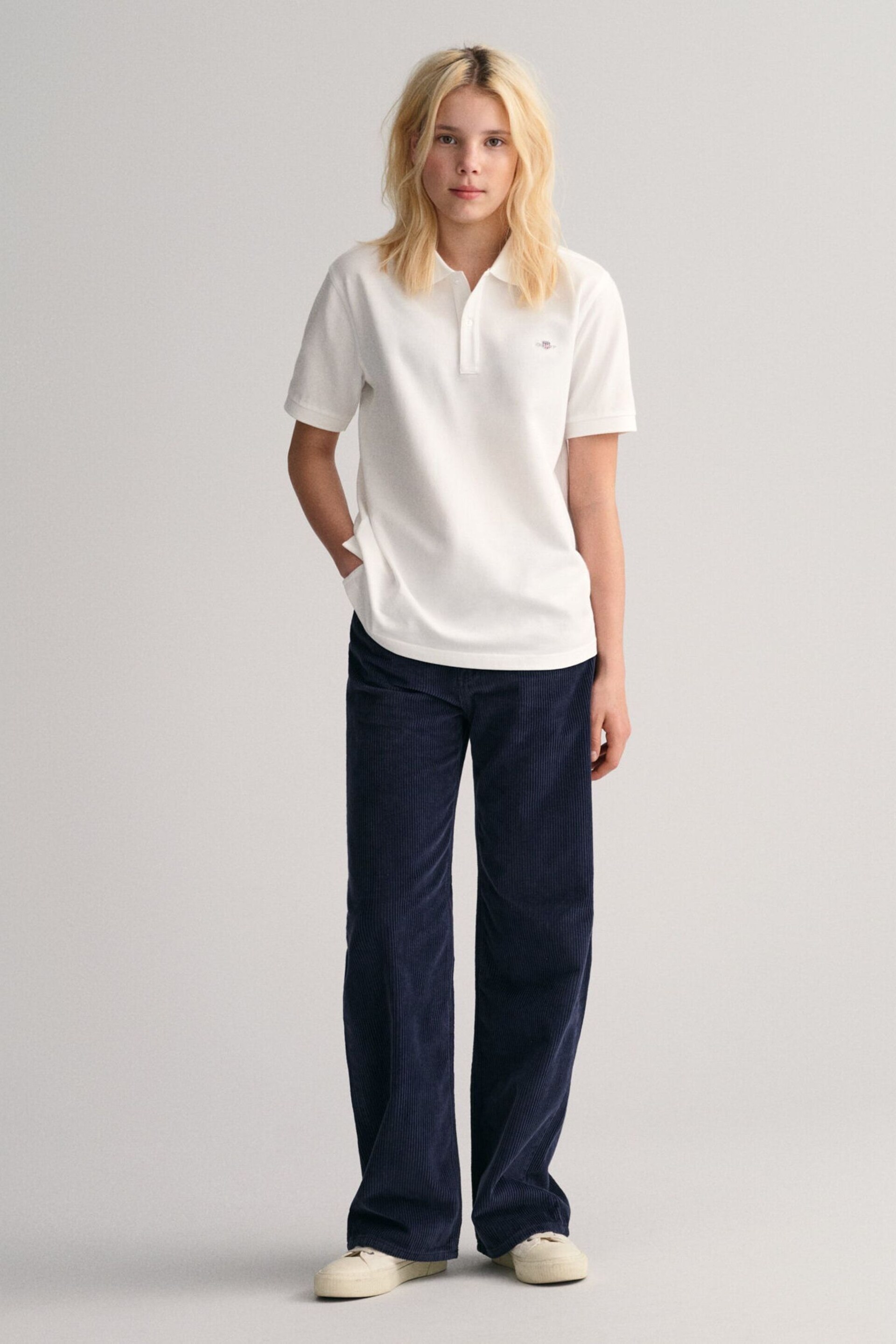 GANT White Shield Logo Polo Shirt - Image 1 of 3