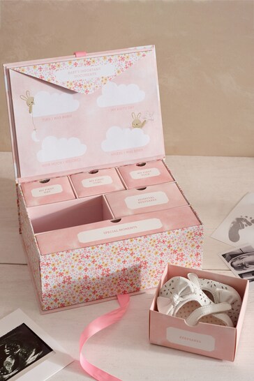 Pink Girl Born in 2024 Keepsake Box