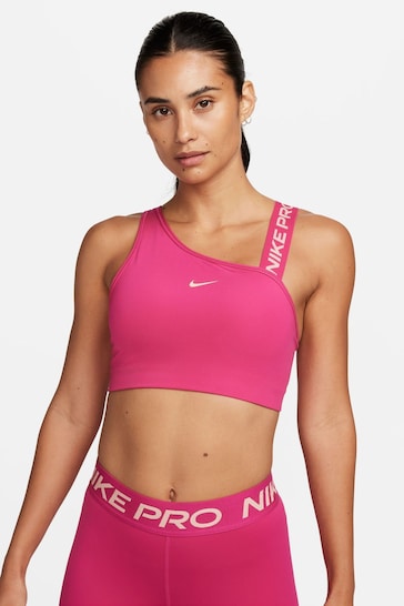 Nike Fushsia Pink Medium Pro Swoosh Support Asymmetrical Sports Bra