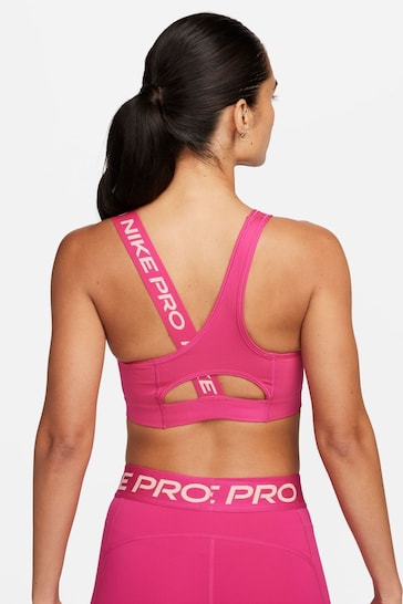 Nike Fushsia Pink Medium Pro Swoosh Support Asymmetrical Sports Bra