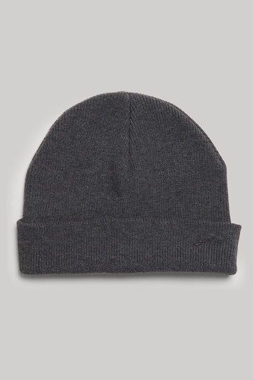 Superdry Grey Knitted Logo Beanie Hat