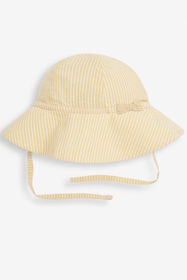 JoJo Maman Bébé Yellow Seersucker Stripe Floppy Sun Hat