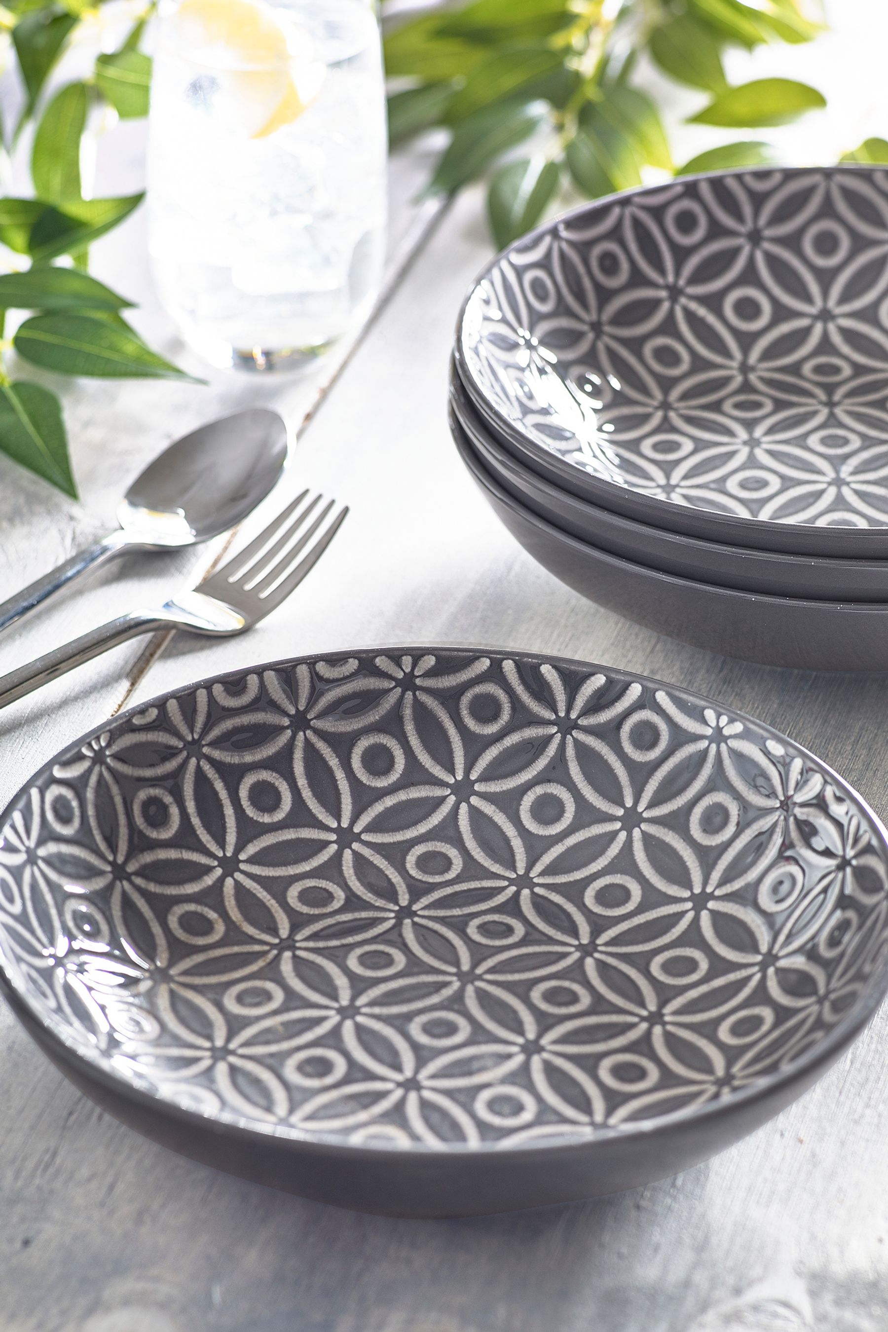 Grey plates and bowls clearance