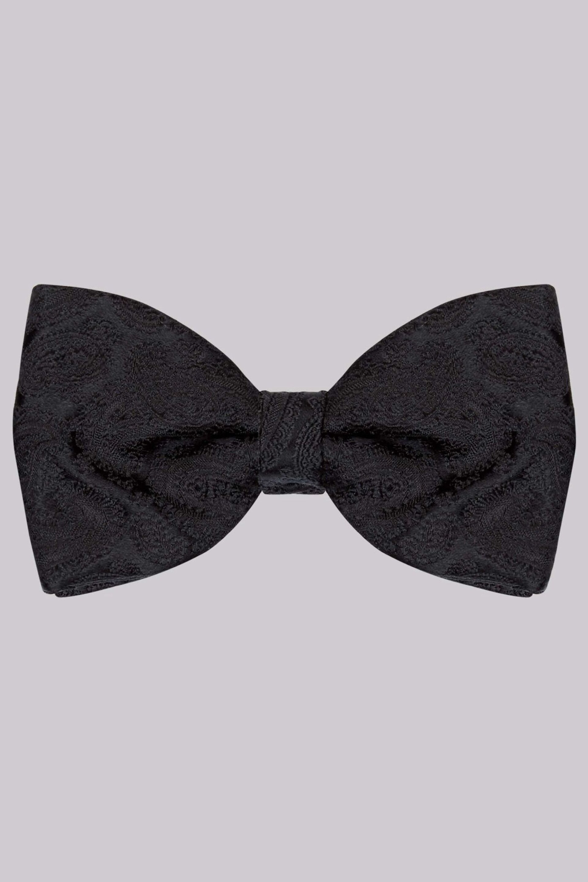 MOSS Black Paisley Silk Bow Tie - Image 2 of 2