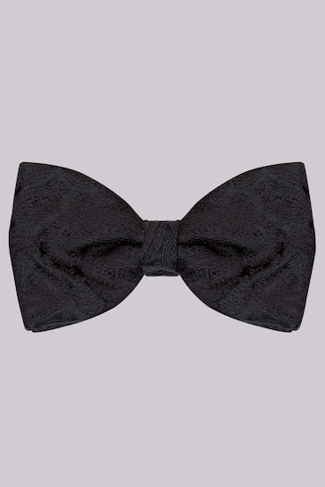 MOSS Black Paisley Silk Bow Tie