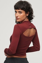 Superdry Red Jersey Open Back Top - Image 2 of 7