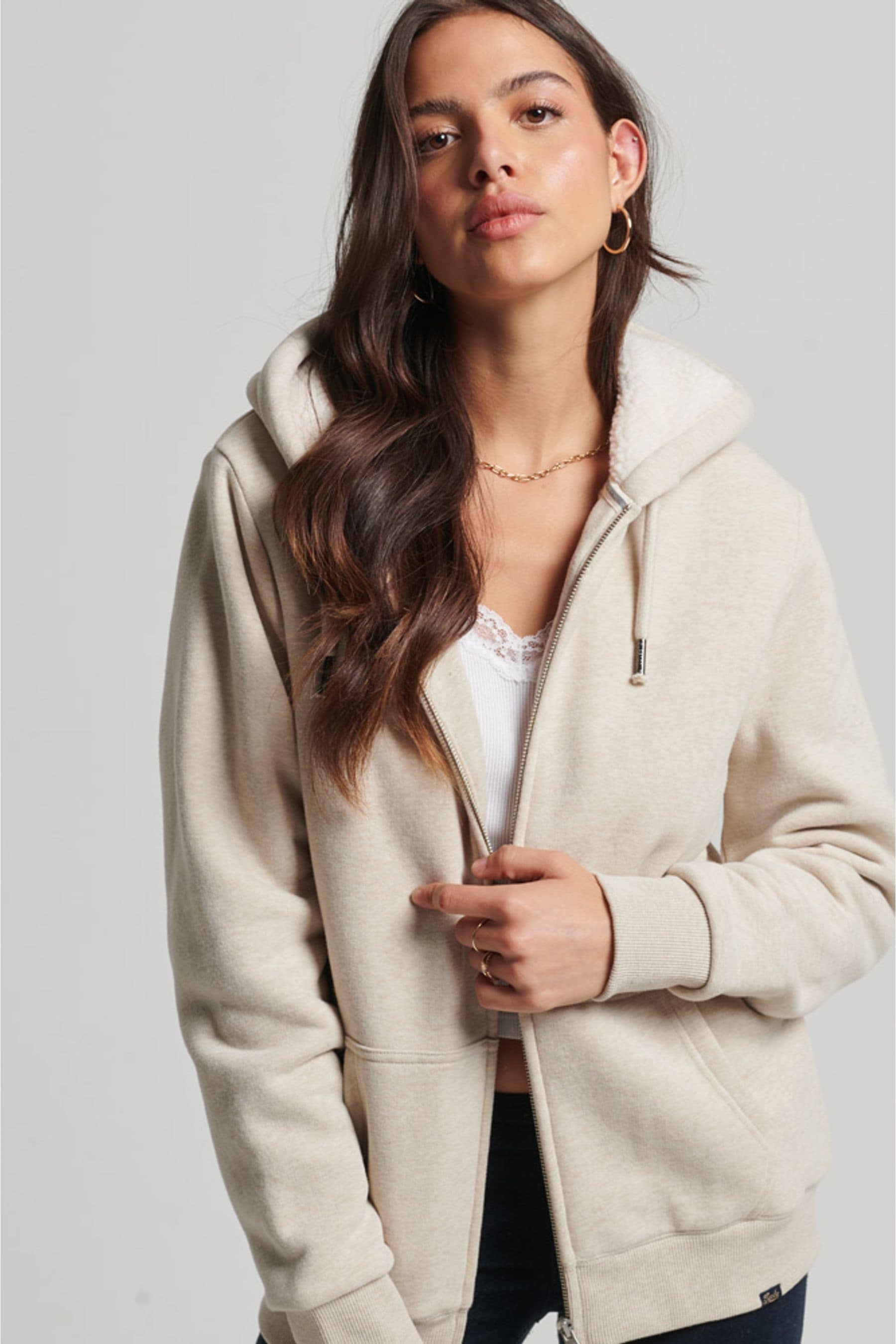 Borg lined store hoodie womens