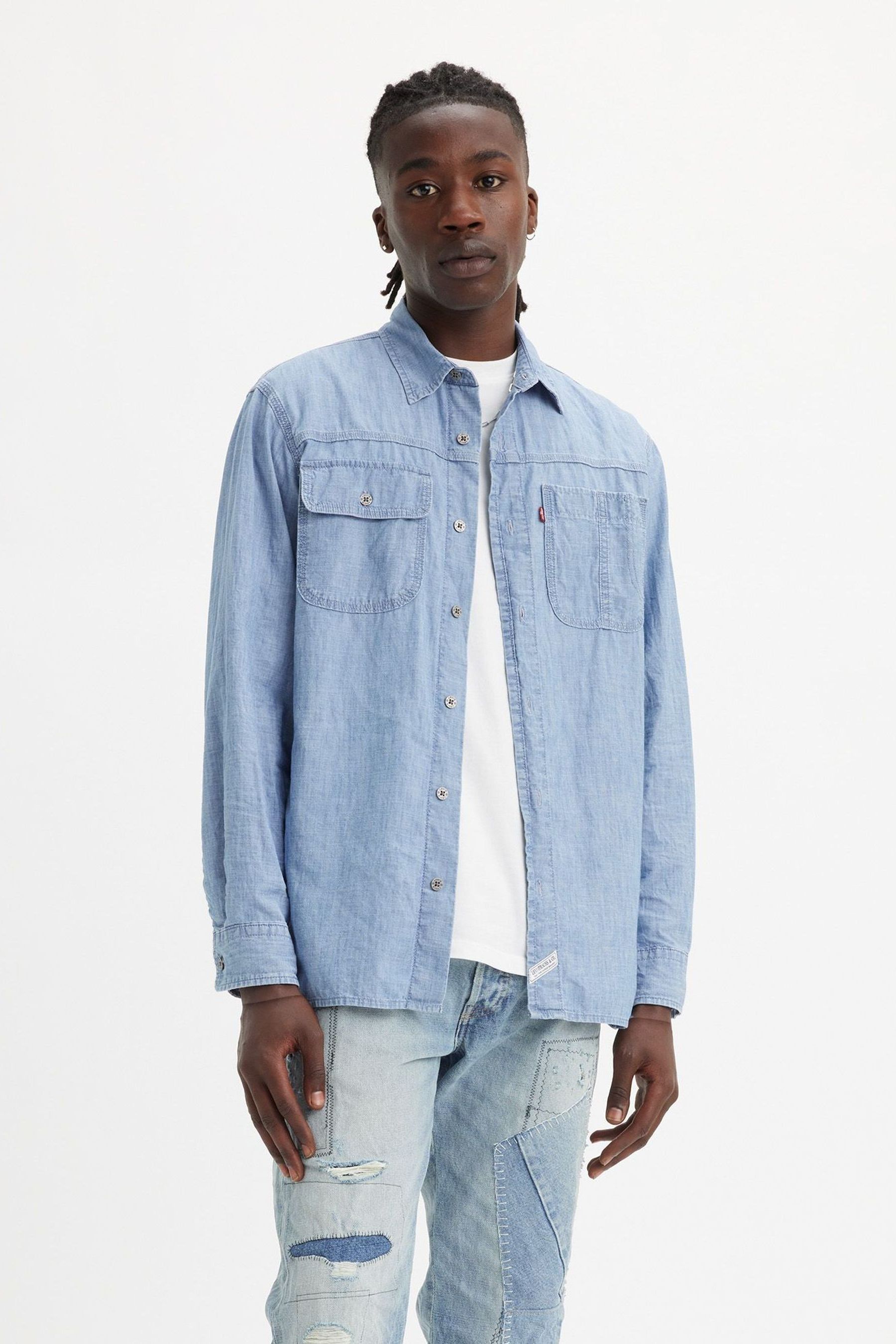 Buy Levi s Linde Chambray Long Sleeve Auburn Worker 100 Cotton Shirt from Next Luxembourg