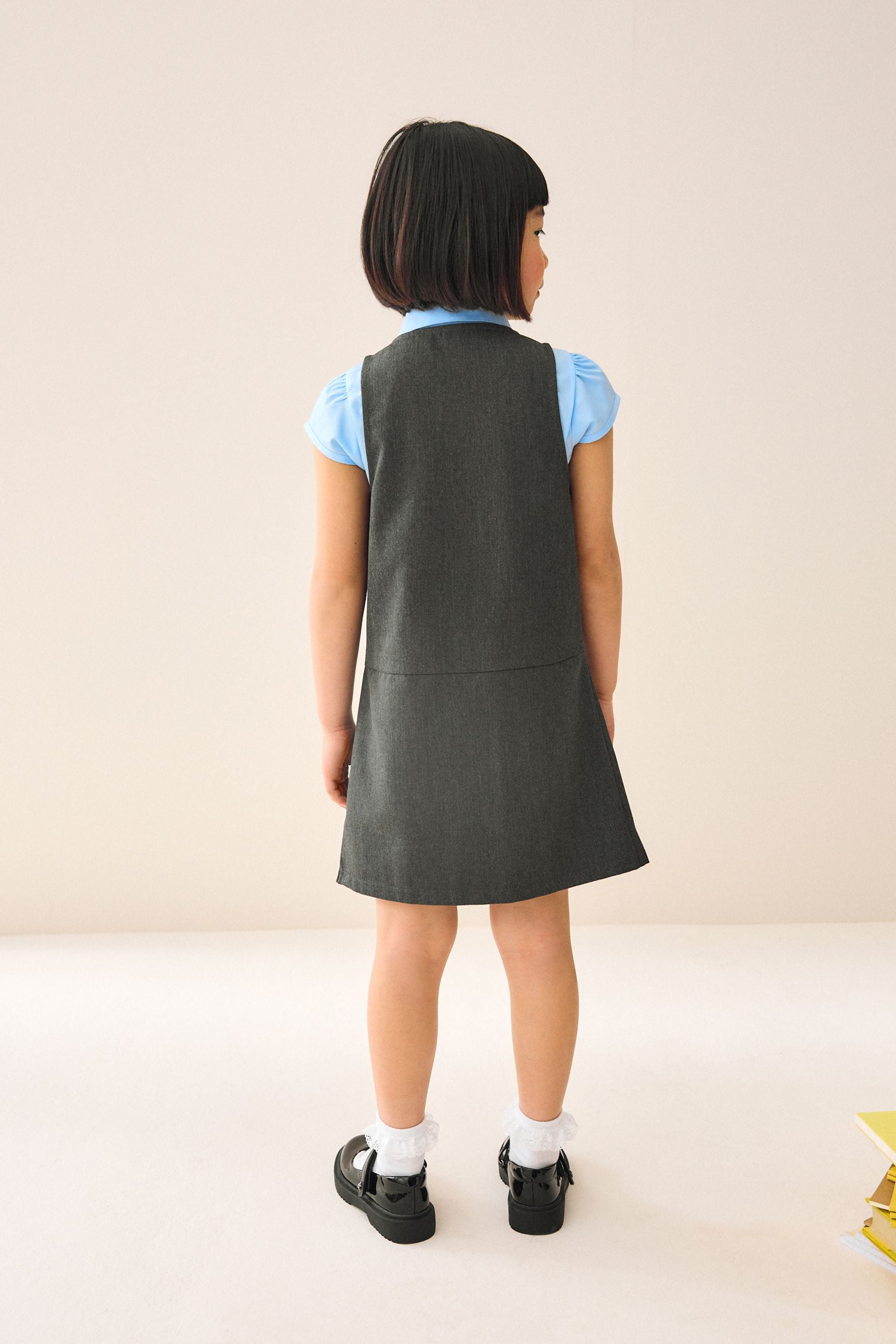 Grey Regular Fit Zip Front School Pinafore 3 14yrs