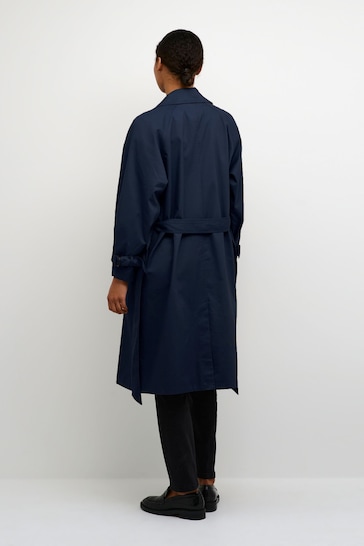Kaffe Blue Elise Double-Breasted Trench Coat