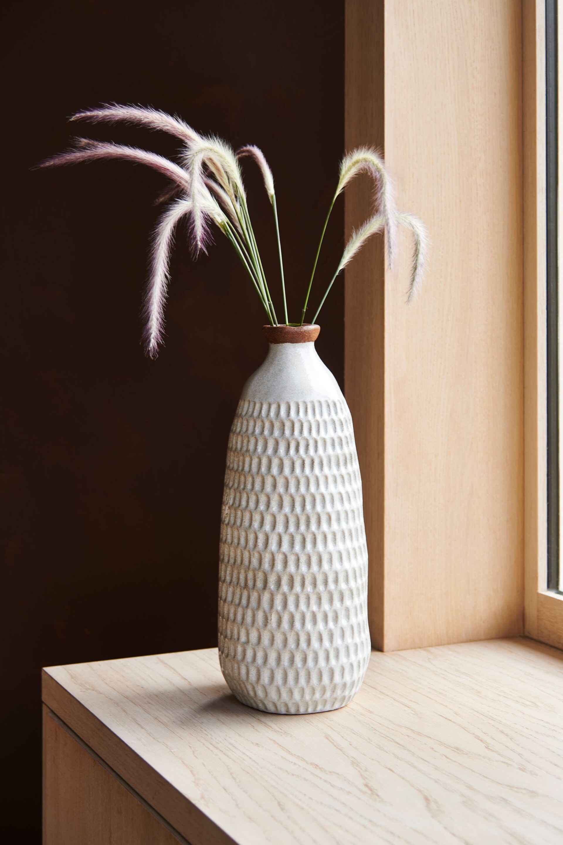 Natural Large Textured Ceramic Vase - Image 1 of 6