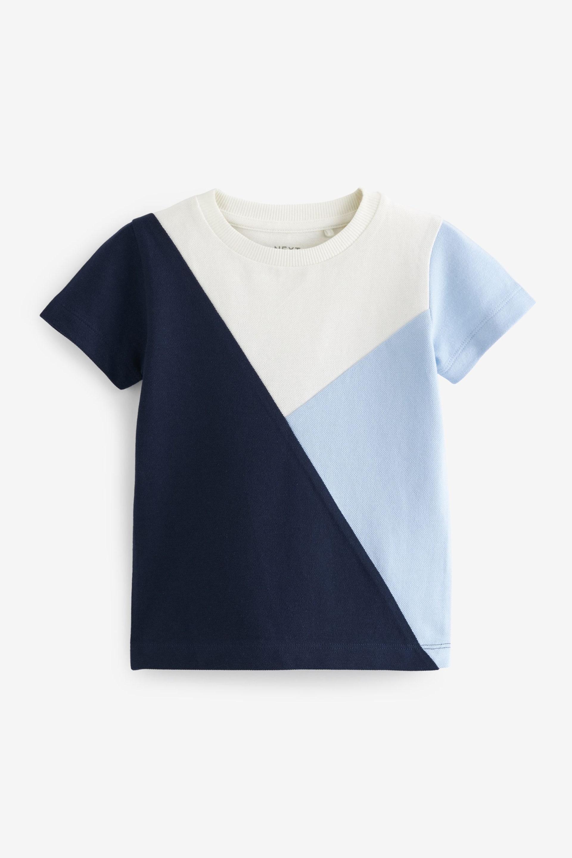 Blue/Navy Short Sleeve Colourblock T-Shirt (3mths-7yrs) - Image 5 of 6