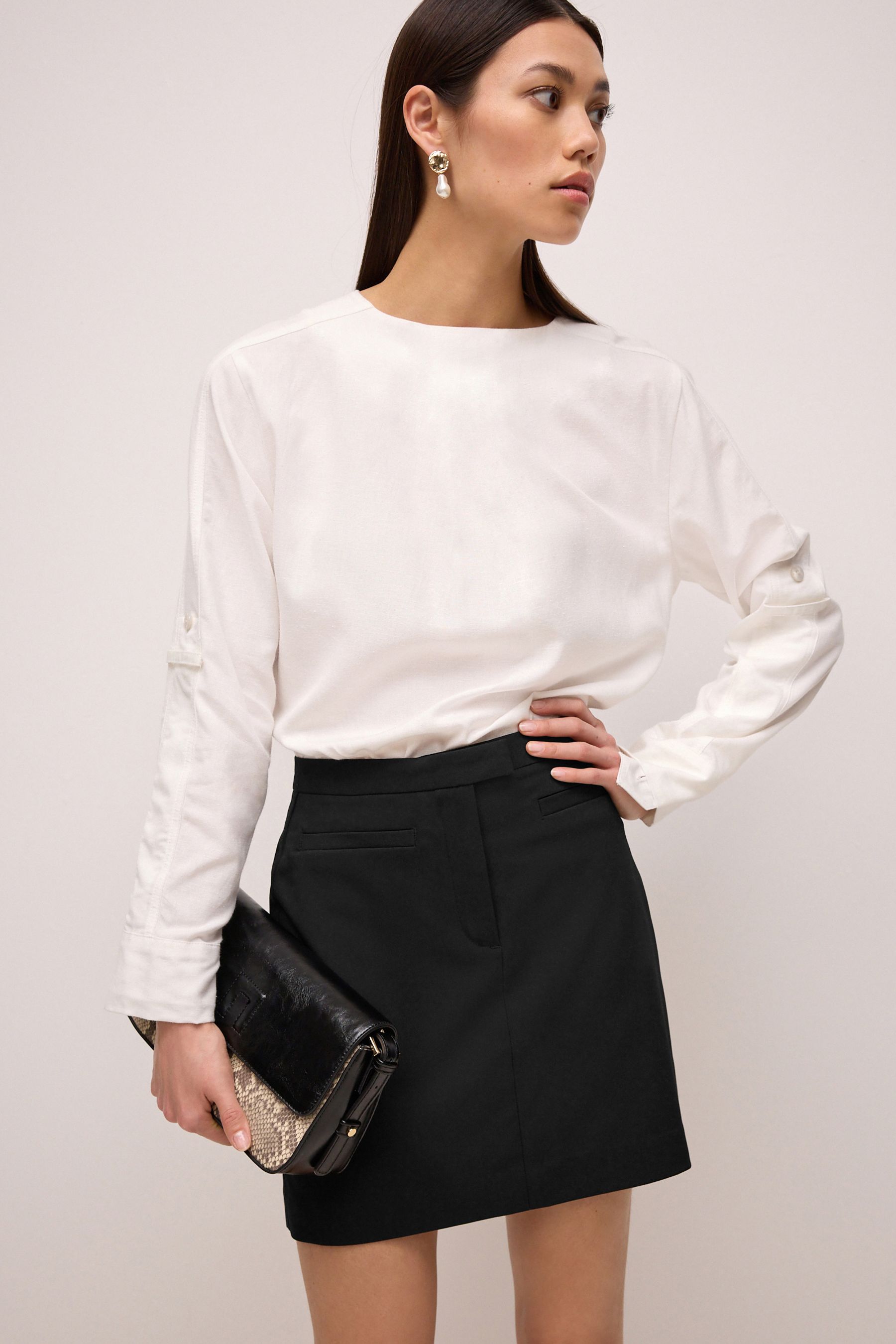 Buy Black Tailored Stretch Mini Skirt from the Next UK online shop
