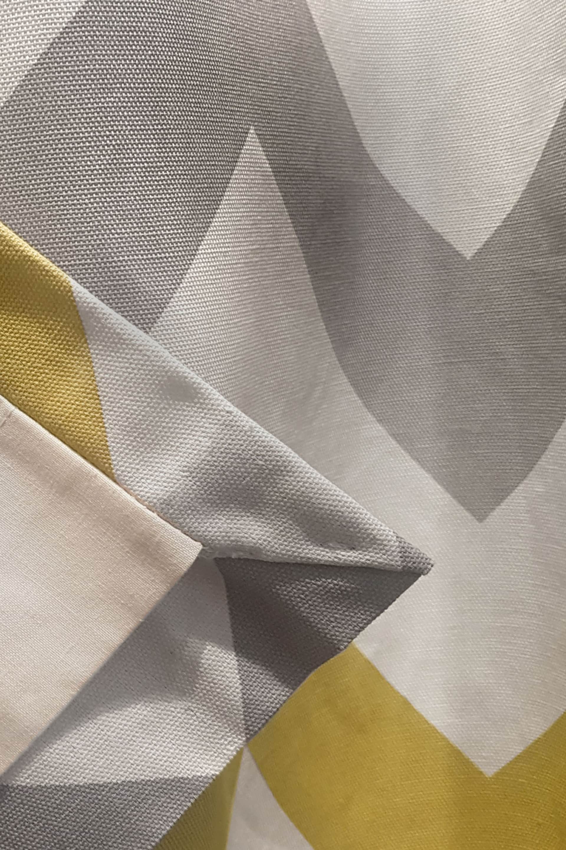 Fusion Ochre Yellow Chevron Geo Lined Eyelet Curtains - Image 3 of 3