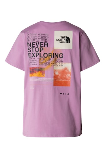 The North Face Purple Womens Foundation Mountain Graphic T-Shirt